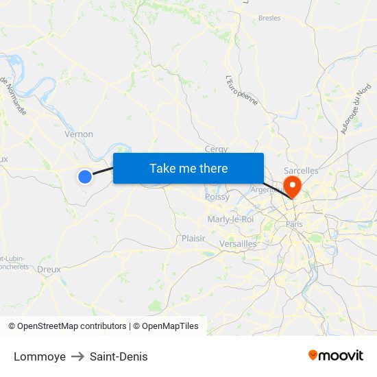Lommoye to Saint-Denis map