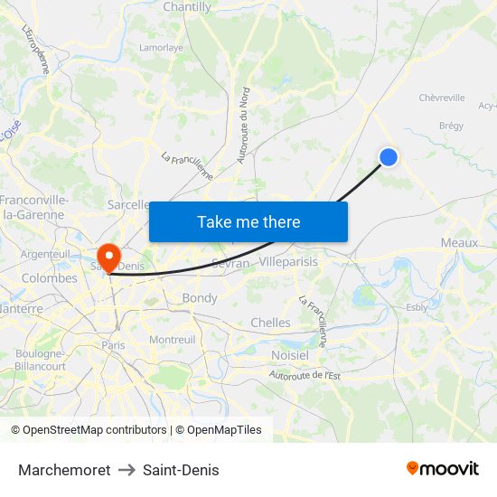 Marchemoret to Saint-Denis map