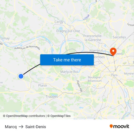 Marcq to Saint-Denis map