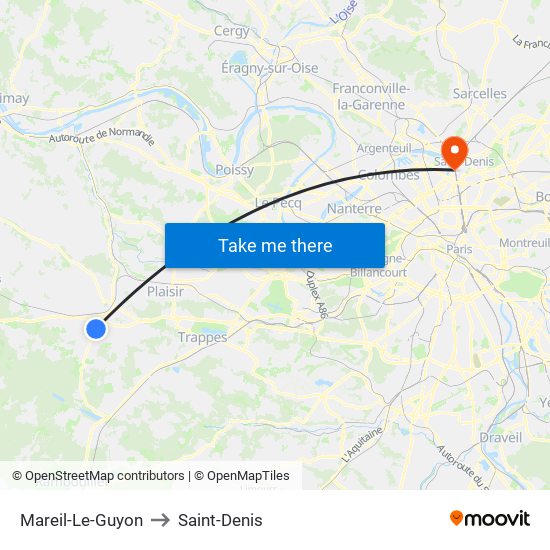 Mareil-Le-Guyon to Saint-Denis map