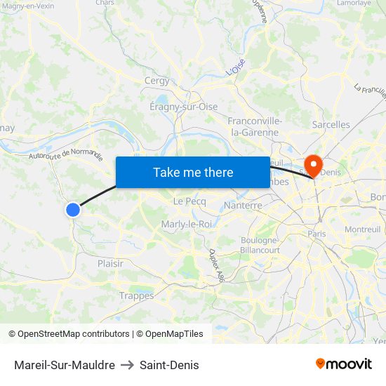 Mareil-Sur-Mauldre to Saint-Denis map