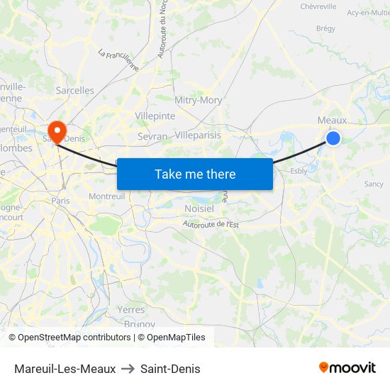 Mareuil-Les-Meaux to Saint-Denis map