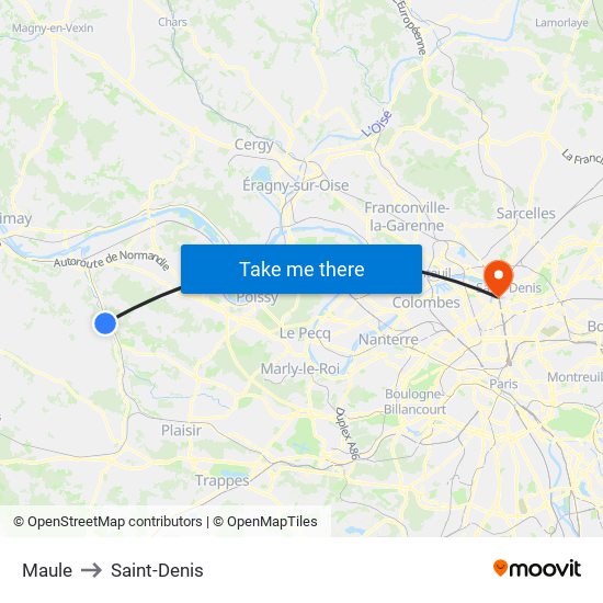 Maule to Saint-Denis map