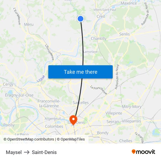 Maysel to Saint-Denis map