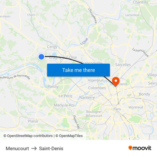 Menucourt to Saint-Denis map