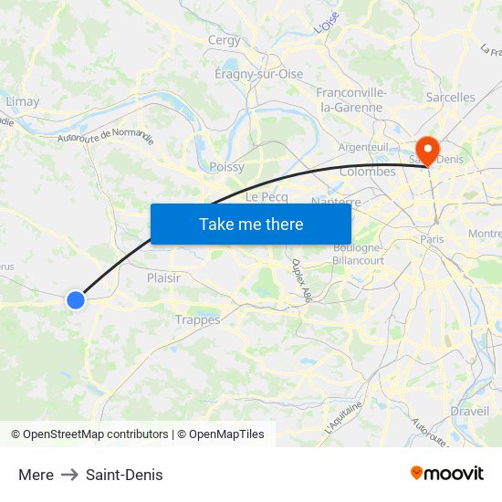 Mere to Saint-Denis map