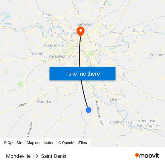 Mondeville to Saint-Denis map