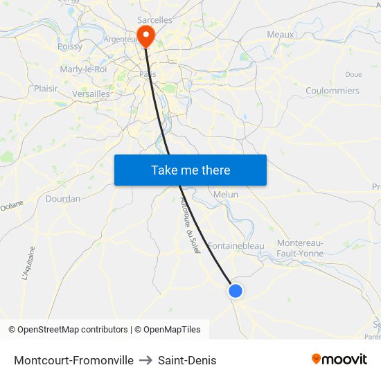 Montcourt-Fromonville to Saint-Denis map