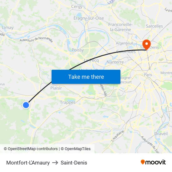 Montfort-L'Amaury to Saint-Denis map