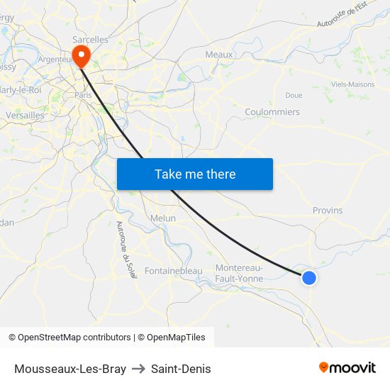 Mousseaux-Les-Bray to Saint-Denis map