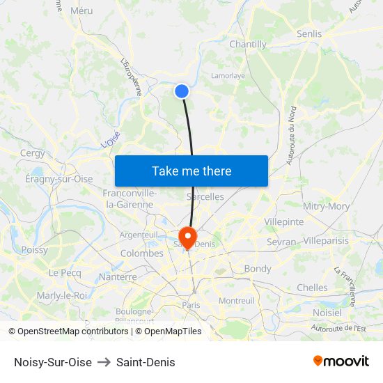 Noisy-Sur-Oise to Saint-Denis map