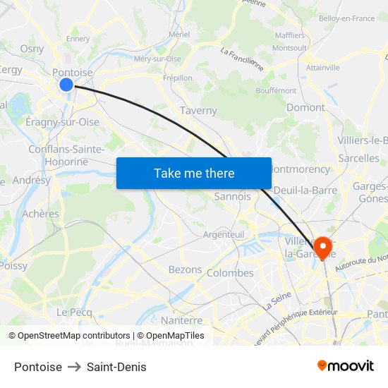Pontoise to Saint-Denis map