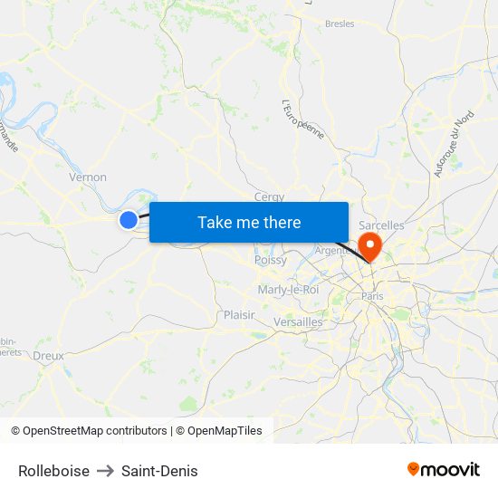 Rolleboise to Saint-Denis map