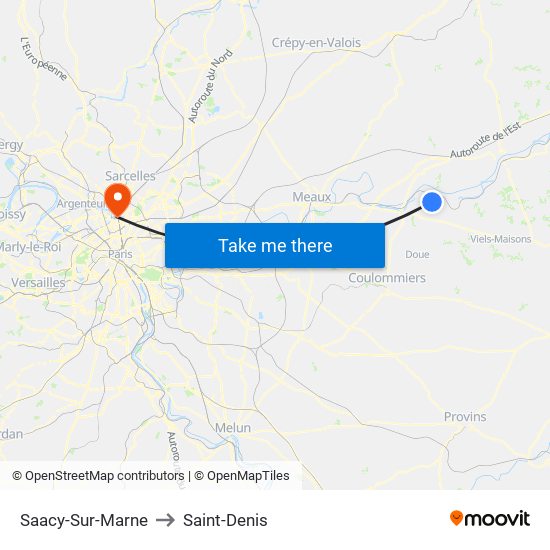 Saacy-Sur-Marne to Saint-Denis map