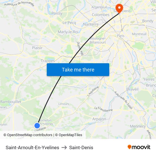 Saint-Arnoult-En-Yvelines to Saint-Denis map