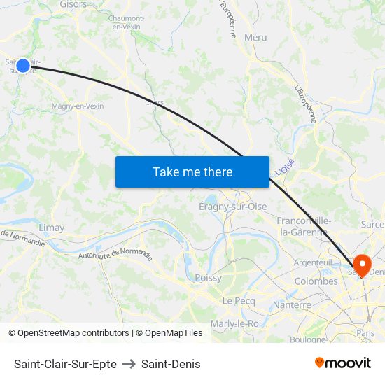 Saint-Clair-Sur-Epte to Saint-Denis map