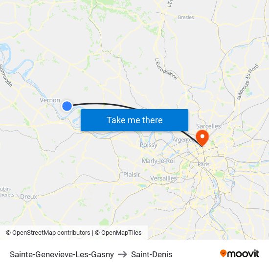 Sainte-Genevieve-Les-Gasny to Saint-Denis map