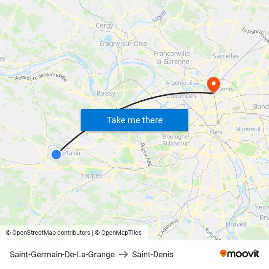 Saint-Germain-De-La-Grange to Saint-Denis map