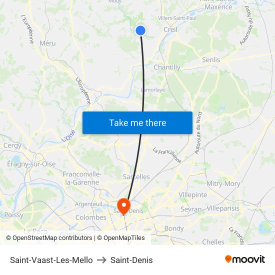 Saint-Vaast-Les-Mello to Saint-Denis map