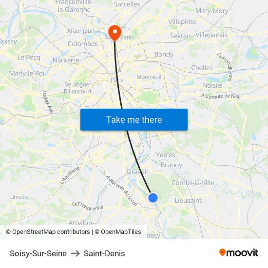 Soisy-Sur-Seine to Saint-Denis map