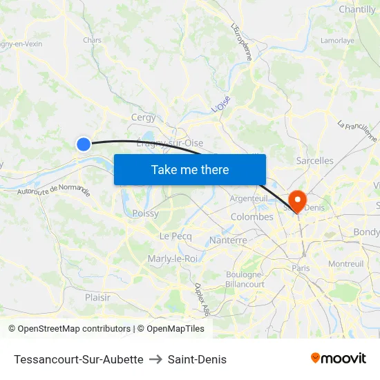 Tessancourt-Sur-Aubette to Saint-Denis map
