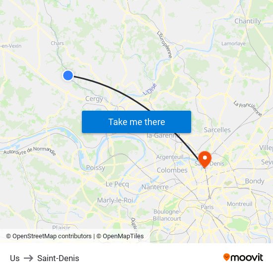 Us to Saint-Denis map