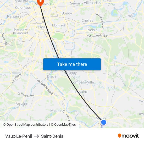 Vaux-Le-Penil to Saint-Denis map