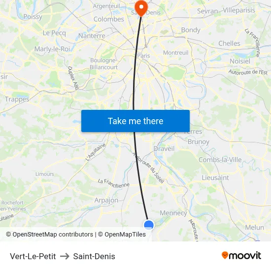Vert-Le-Petit to Saint-Denis map
