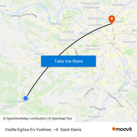 Vieille-Eglise-En-Yvelines to Saint-Denis map