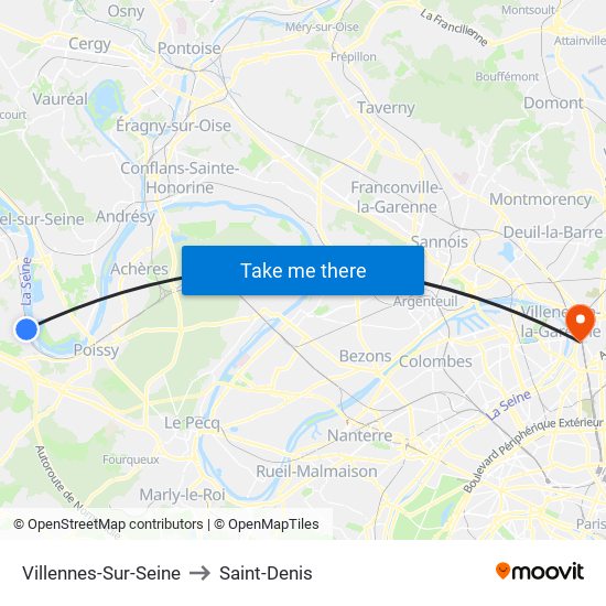 Villennes-Sur-Seine to Saint-Denis map