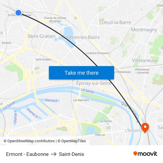 Ermont - Eaubonne to Saint-Denis map
