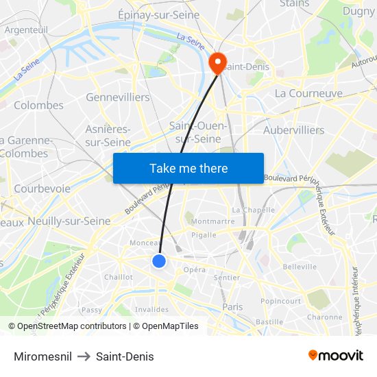 Miromesnil to Saint-Denis map