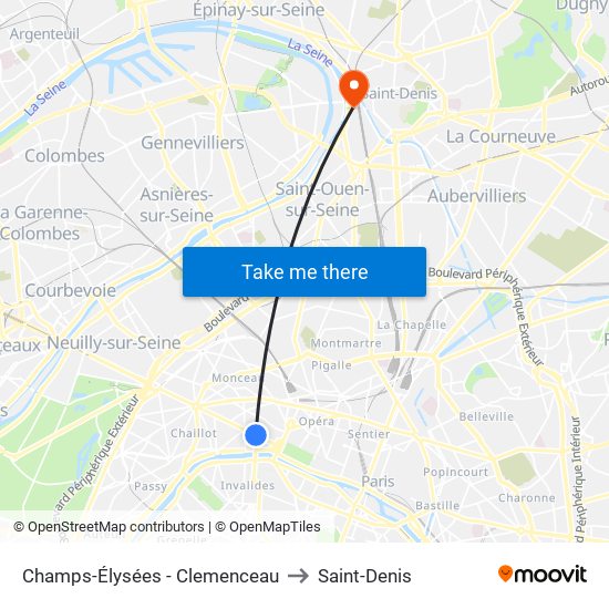 Champs-Élysées - Clemenceau to Saint-Denis map