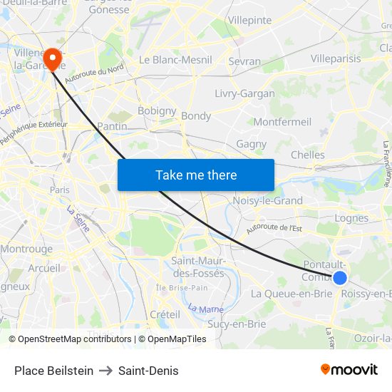 Place Beilstein to Saint-Denis map
