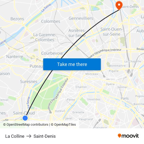 La Colline to Saint-Denis map