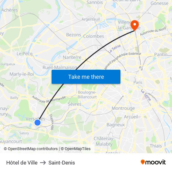 Hôtel de Ville to Saint-Denis map