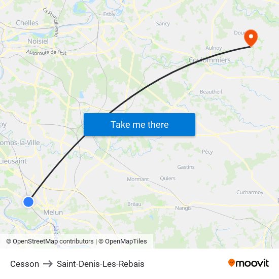 Cesson to Saint-Denis-Les-Rebais map