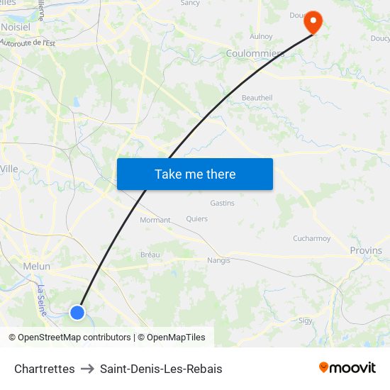 Chartrettes to Saint-Denis-Les-Rebais map