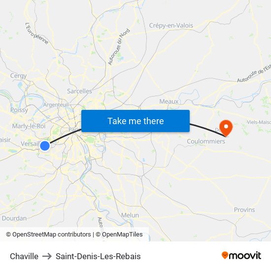 Chaville to Saint-Denis-Les-Rebais map