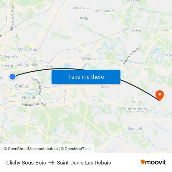 Clichy-Sous-Bois to Saint-Denis-Les-Rebais map