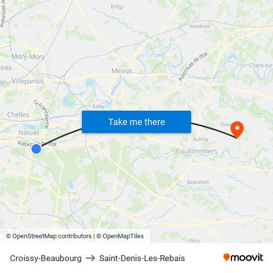 Croissy-Beaubourg to Saint-Denis-Les-Rebais map