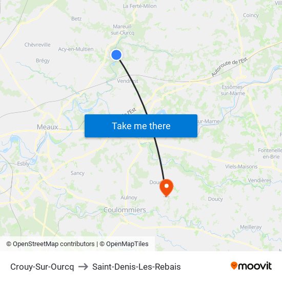 Crouy-Sur-Ourcq to Saint-Denis-Les-Rebais map