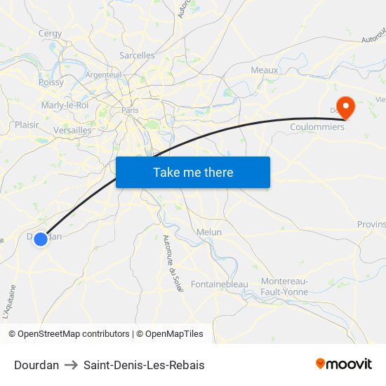 Dourdan to Saint-Denis-Les-Rebais map