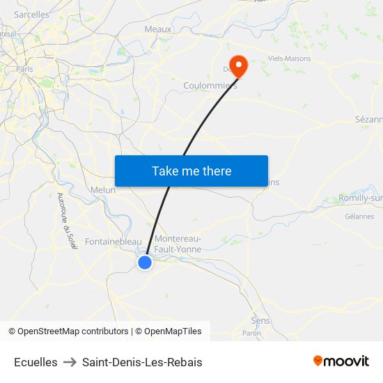 Ecuelles to Saint-Denis-Les-Rebais map