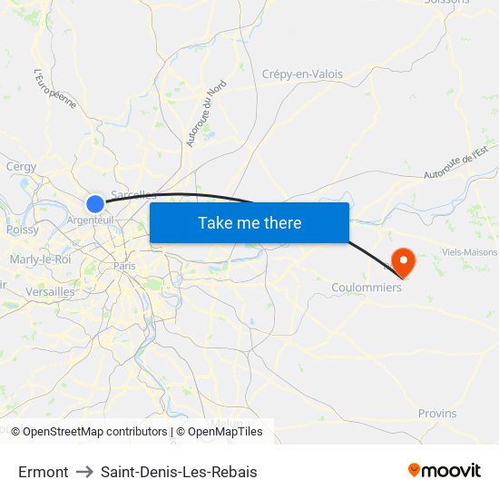 Ermont to Saint-Denis-Les-Rebais map