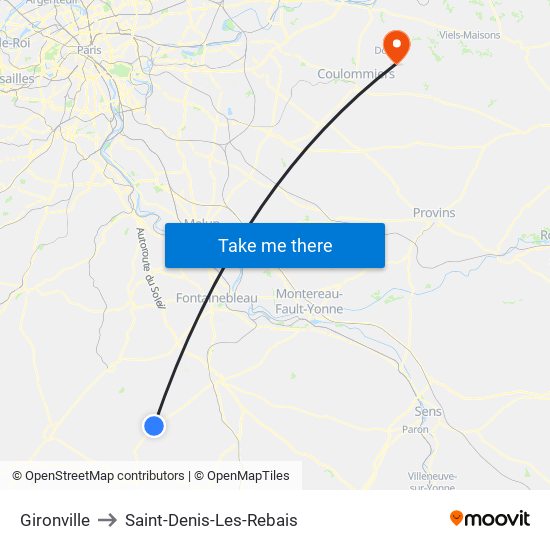 Gironville to Saint-Denis-Les-Rebais map