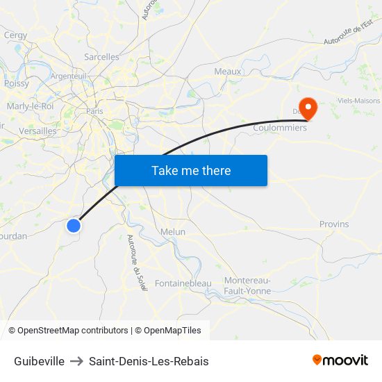 Guibeville to Saint-Denis-Les-Rebais map