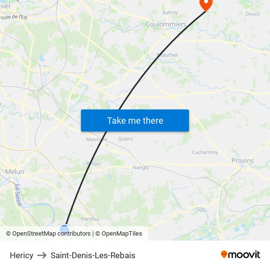 Hericy to Saint-Denis-Les-Rebais map