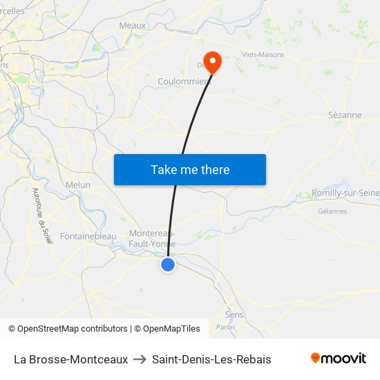 La Brosse-Montceaux to Saint-Denis-Les-Rebais map