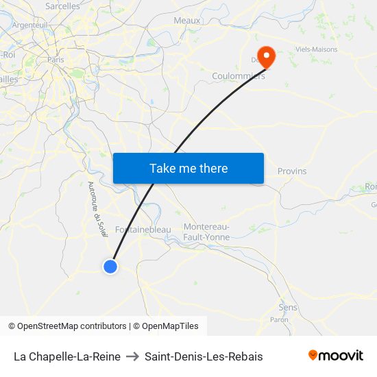 La Chapelle-La-Reine to Saint-Denis-Les-Rebais map